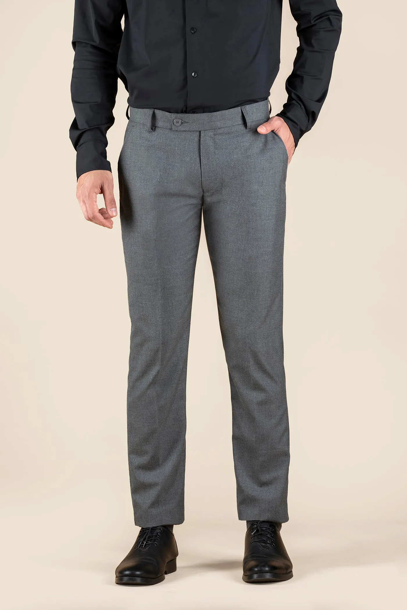 Men's Grey Checkered Formal Trousers