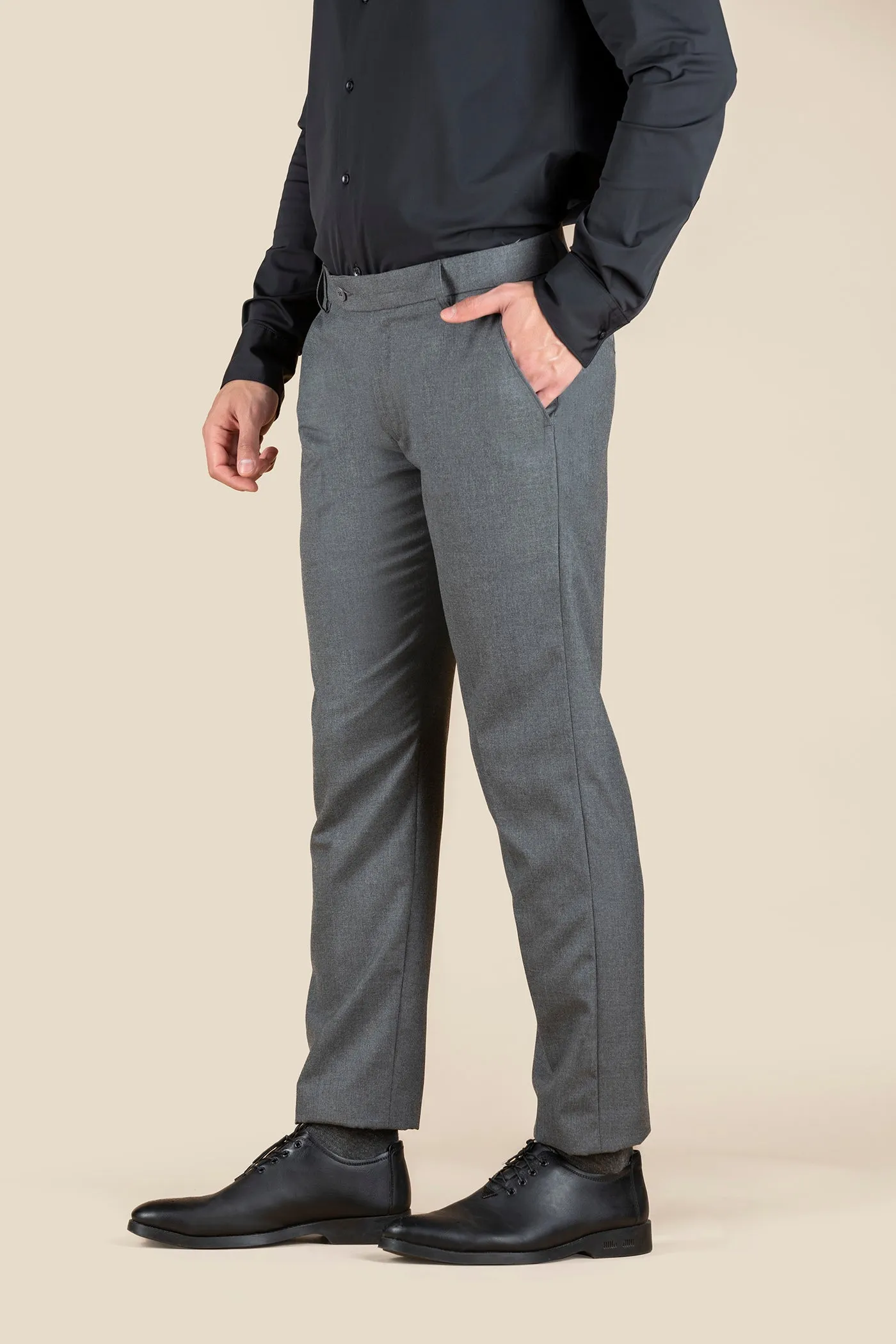 Men's Grey Checkered Formal Trousers