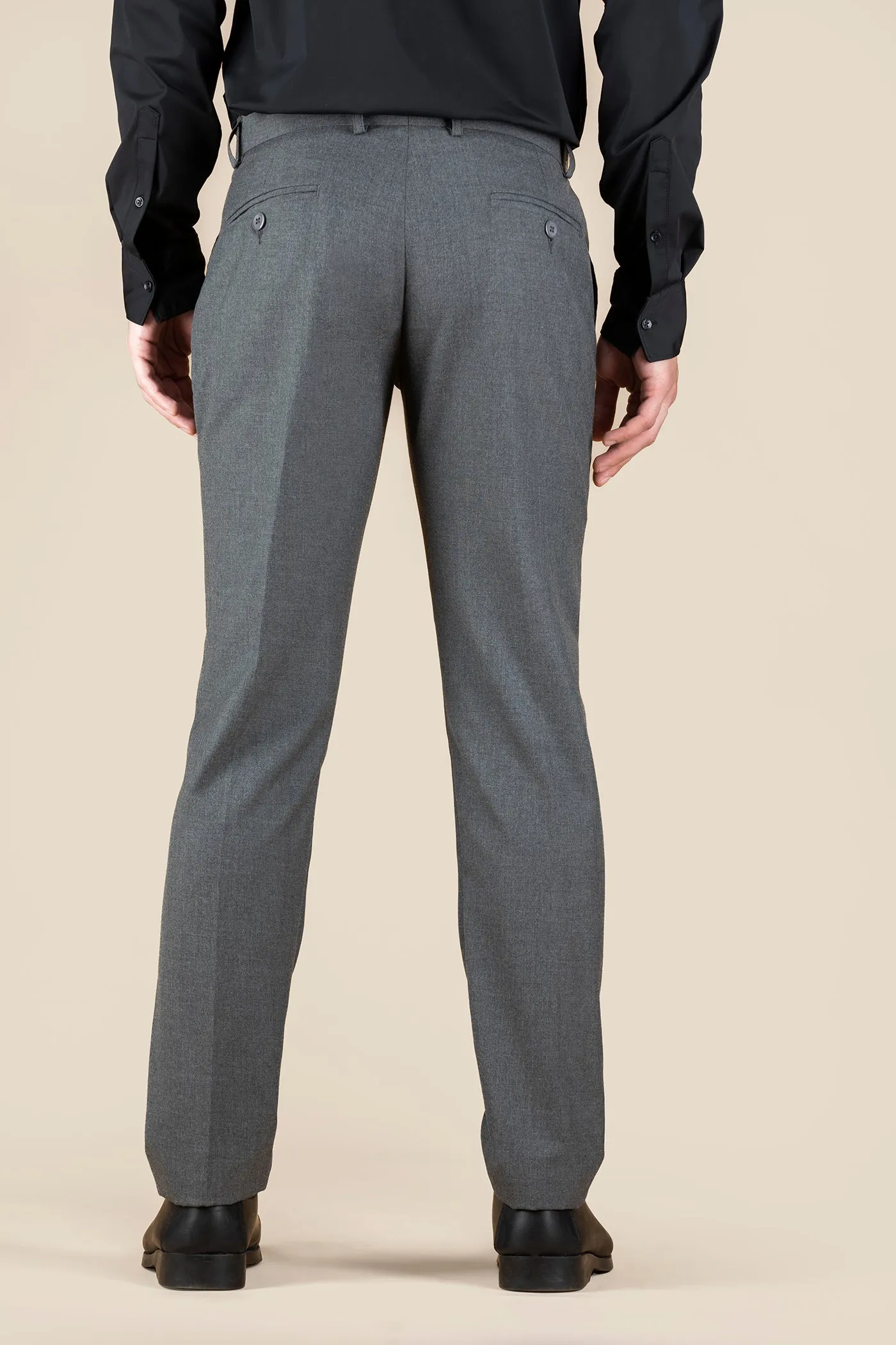 Men's Grey Checkered Formal Trousers