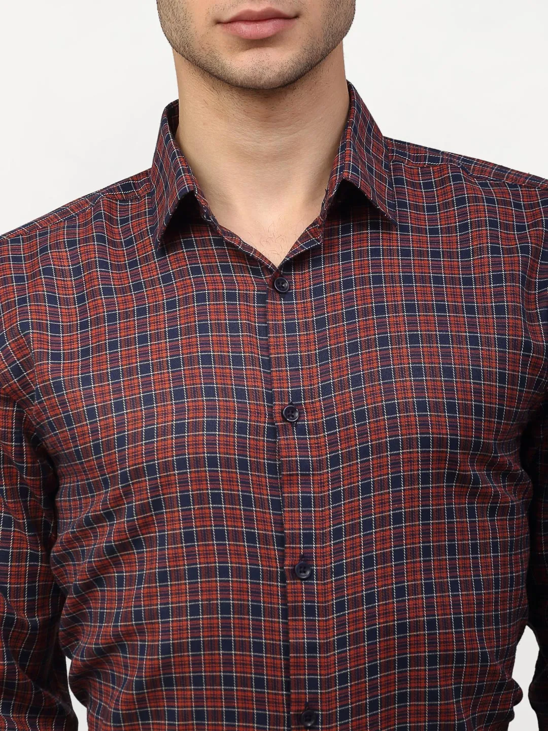 Men's Maroon Checked Formal Shirts ( SF 780Maroon ) - Jainish