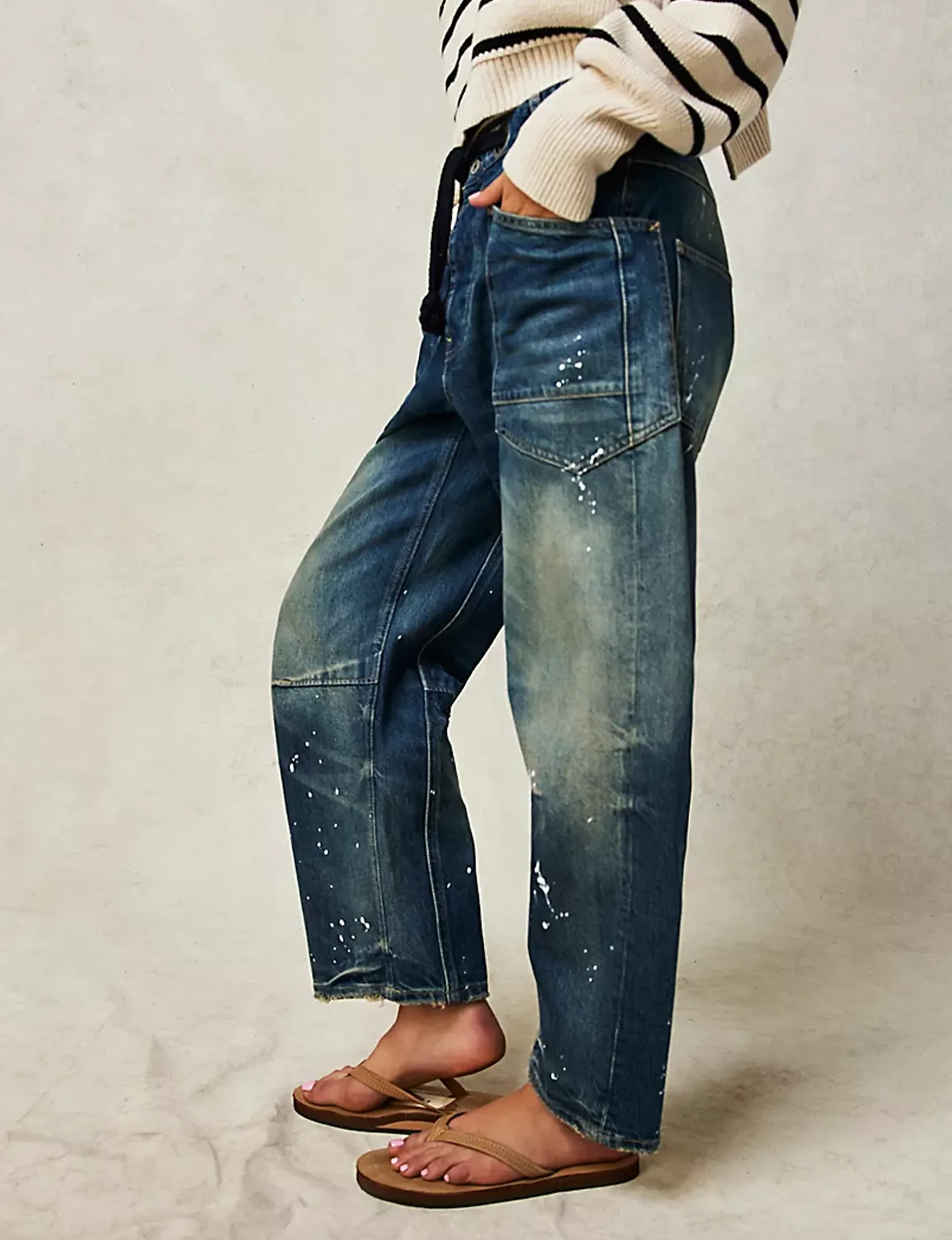 Moxie Low Slung Pull-On Barrel Jeans, Timeless Blue