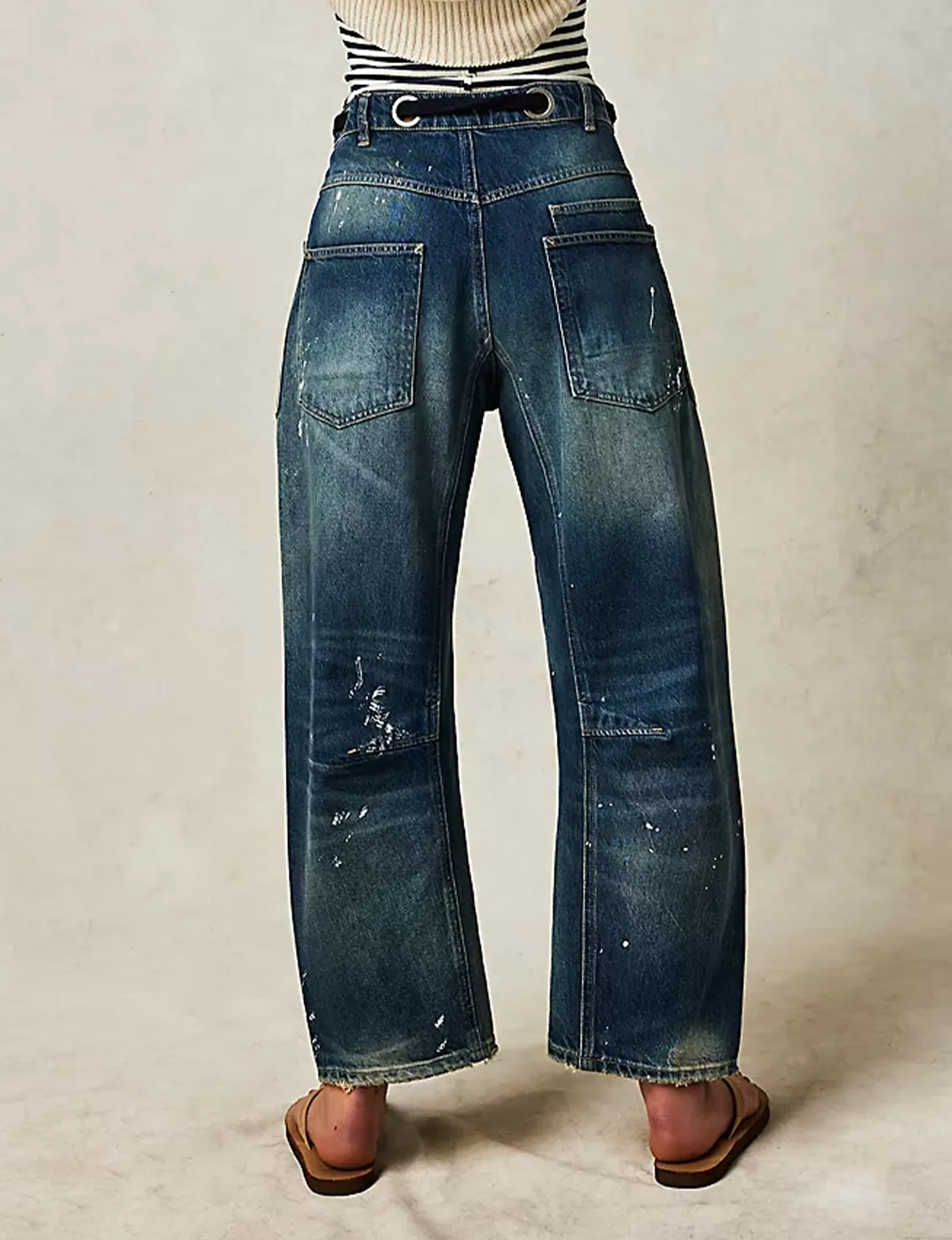 Moxie Low Slung Pull-On Barrel Jeans, Timeless Blue