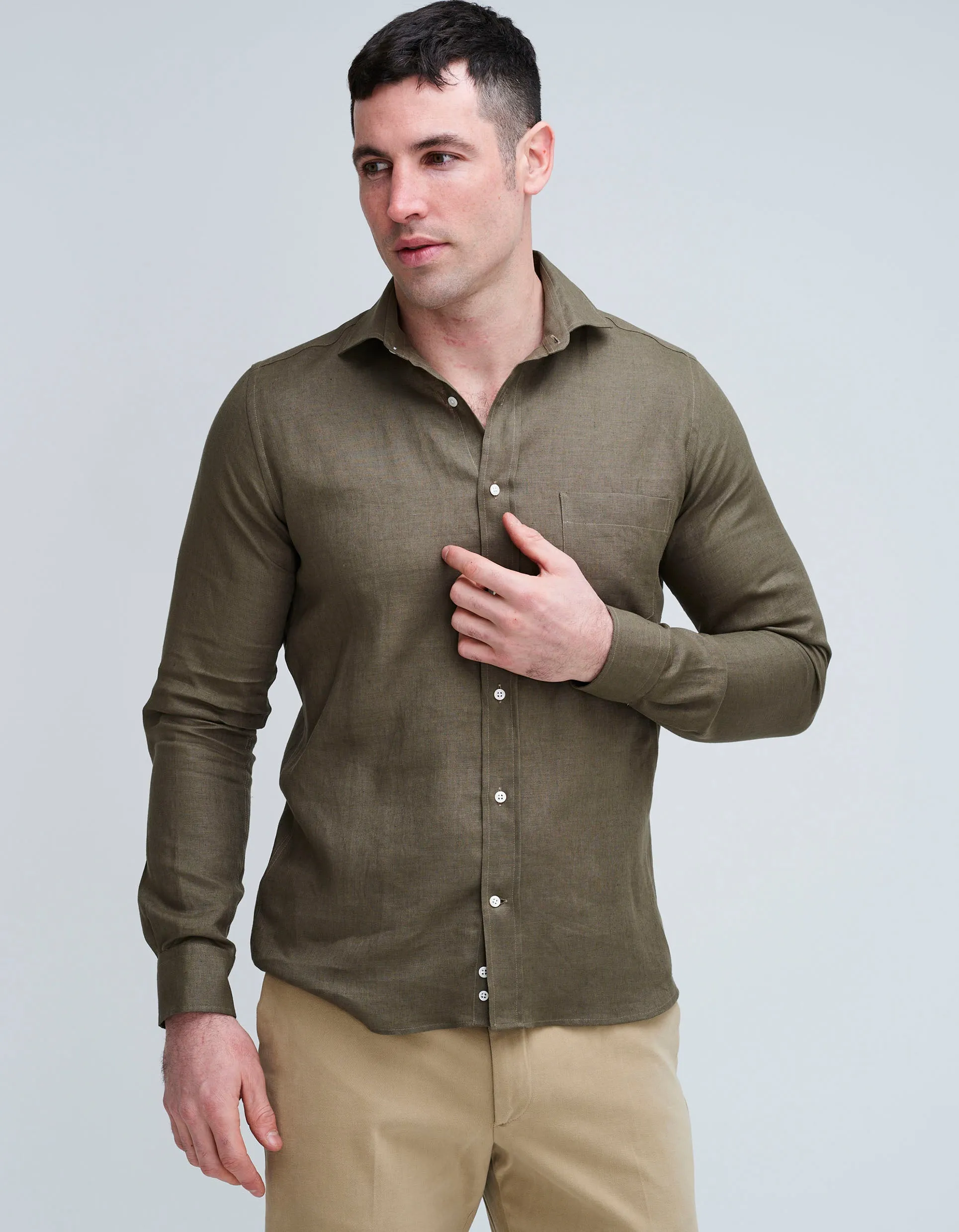 Olive Linen Shirt