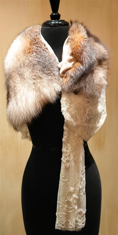 Pellechia "Artemesia" Fur, Lace and Beaded Wrap