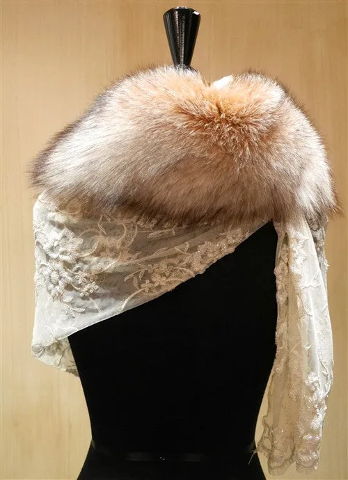 Pellechia "Artemesia" Fur, Lace and Beaded Wrap