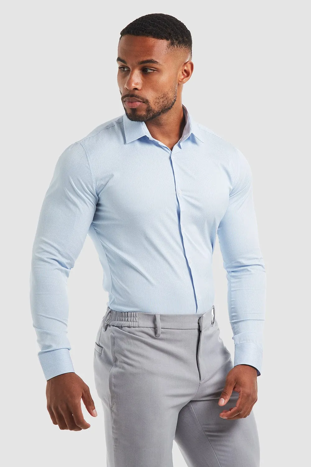 Performance Business Shirt in Blue Stripe