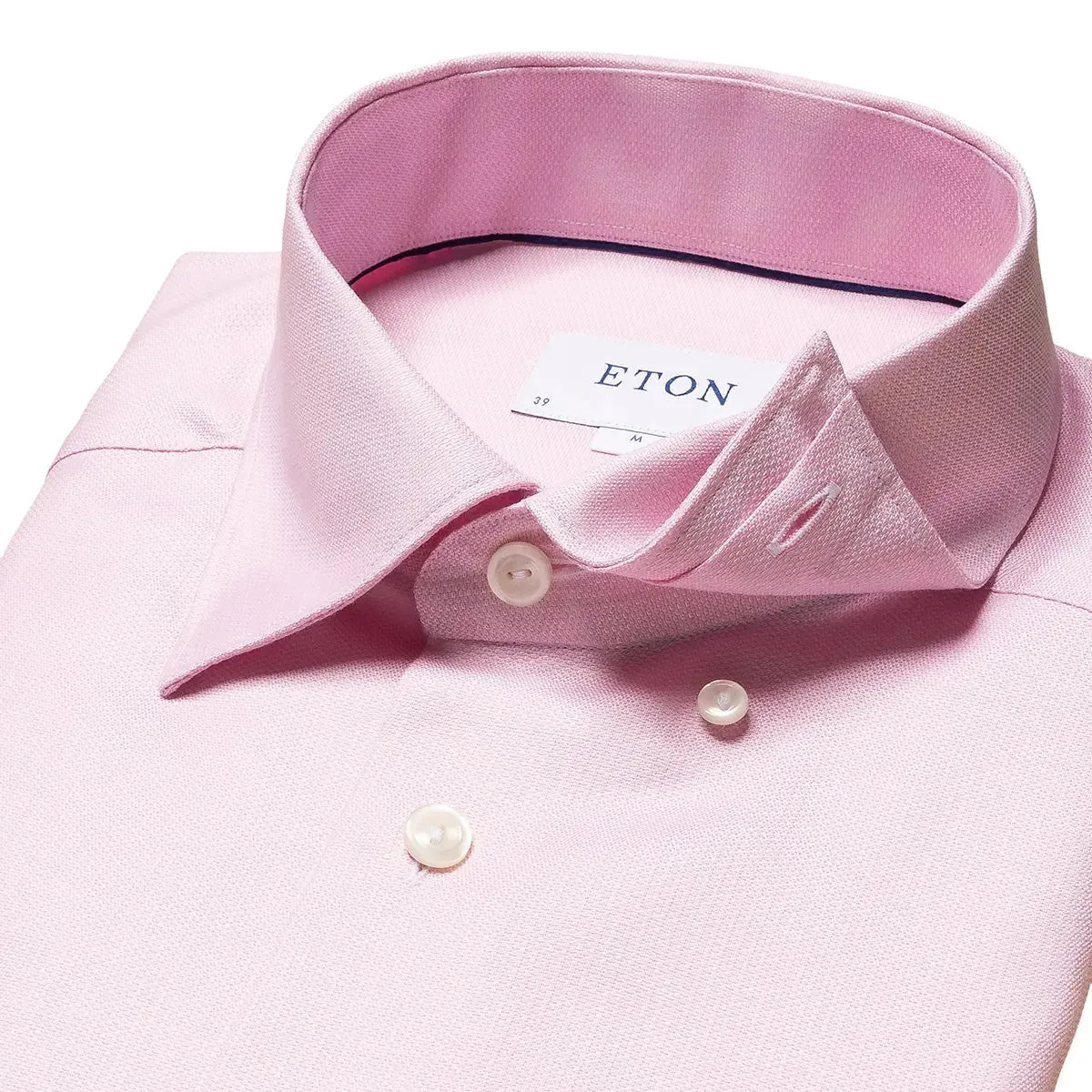 Pink Cotton-Lyocell Stretch Slim Fit Shirt