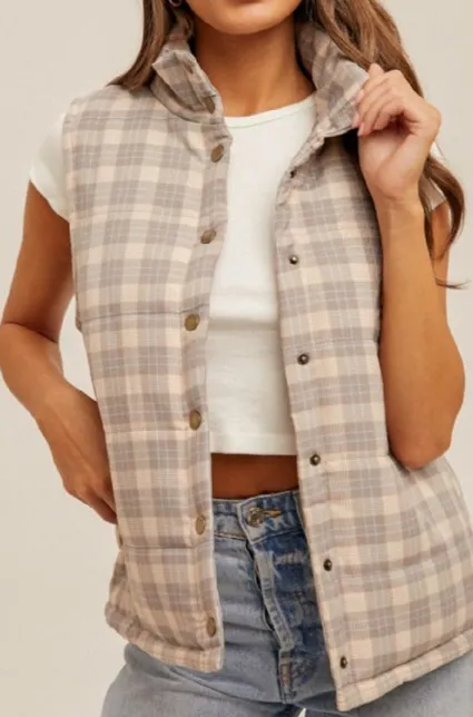 Plaid Puffer Vest