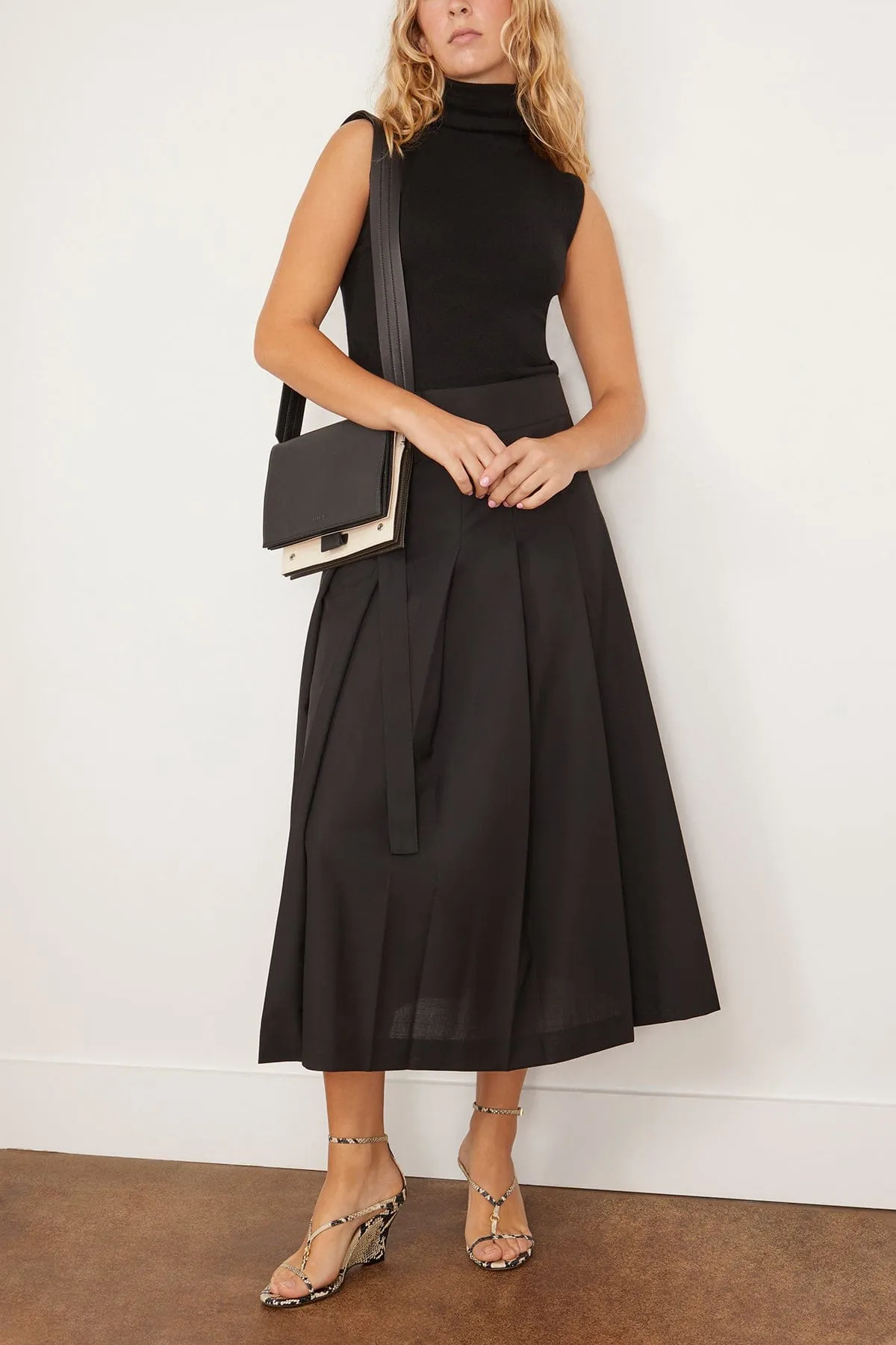 Plisse Wrap Skirt in Black