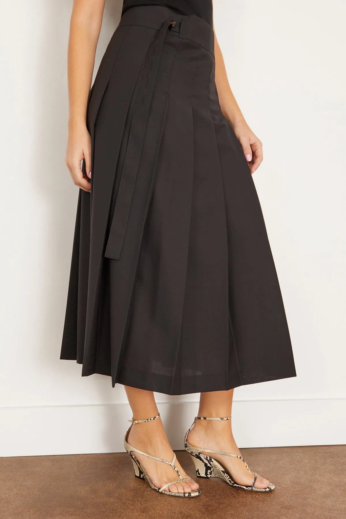 Plisse Wrap Skirt in Black