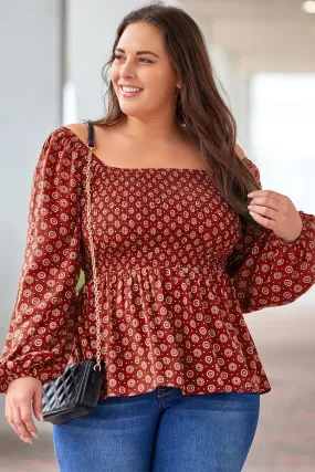 Plus Size Square Neck Peplum Blouse