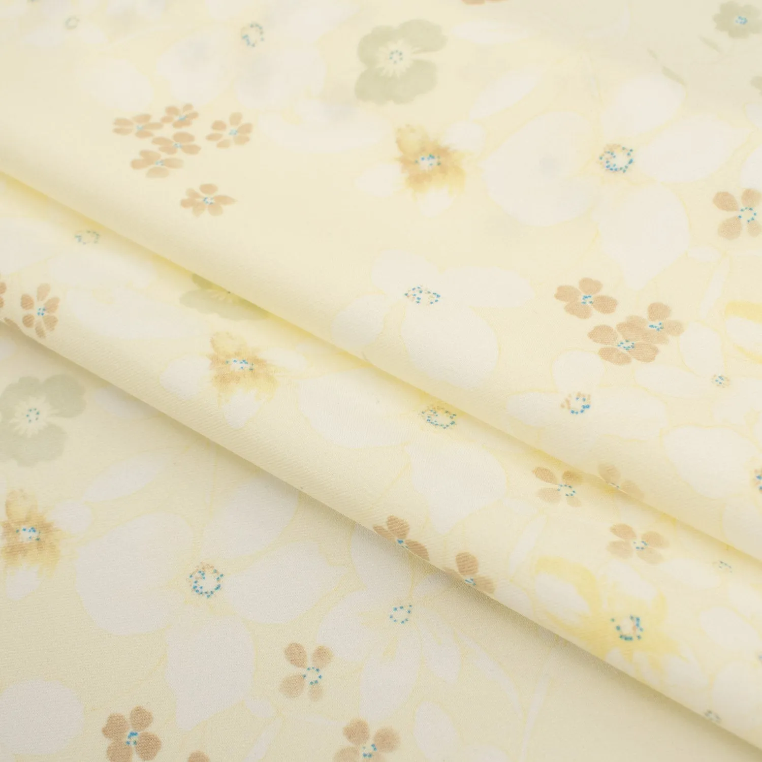 Printed Crepe Design-8 Beige Florals on Cream