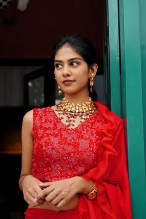 Ruby Red Embellished Blouse