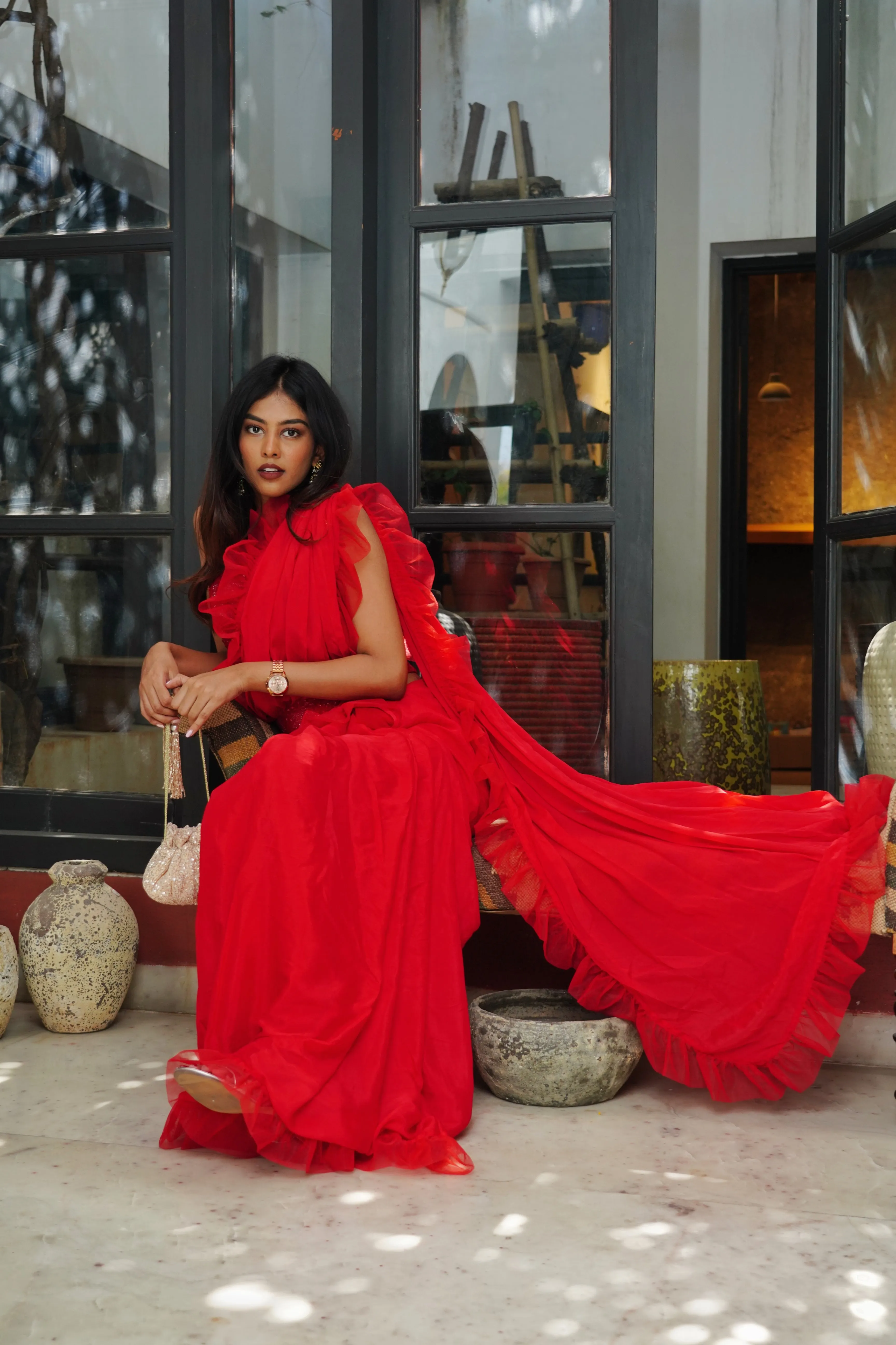 Ruby Red Embellished Blouse