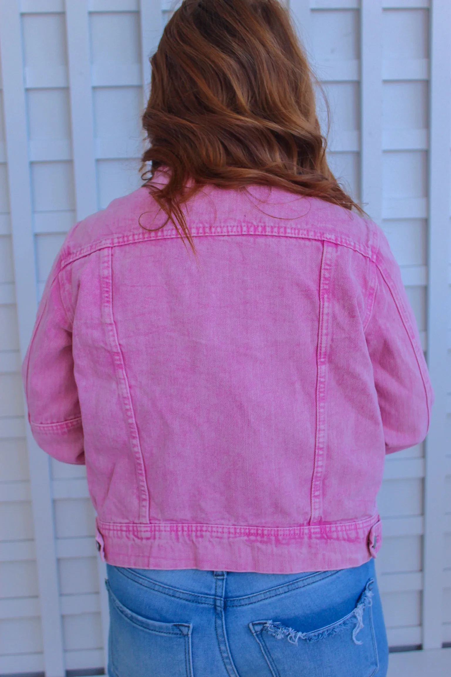 Showstopper Crop Denim Jacket- Pink