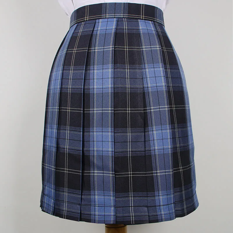 [Skirt / Bow] JK Blue-Black plaid uniform skirt