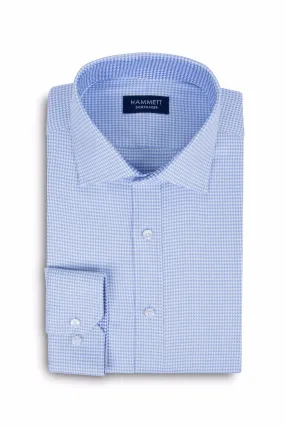 Sky Blue Luxury Twill Dogtooth Check Formal Men's Shirt