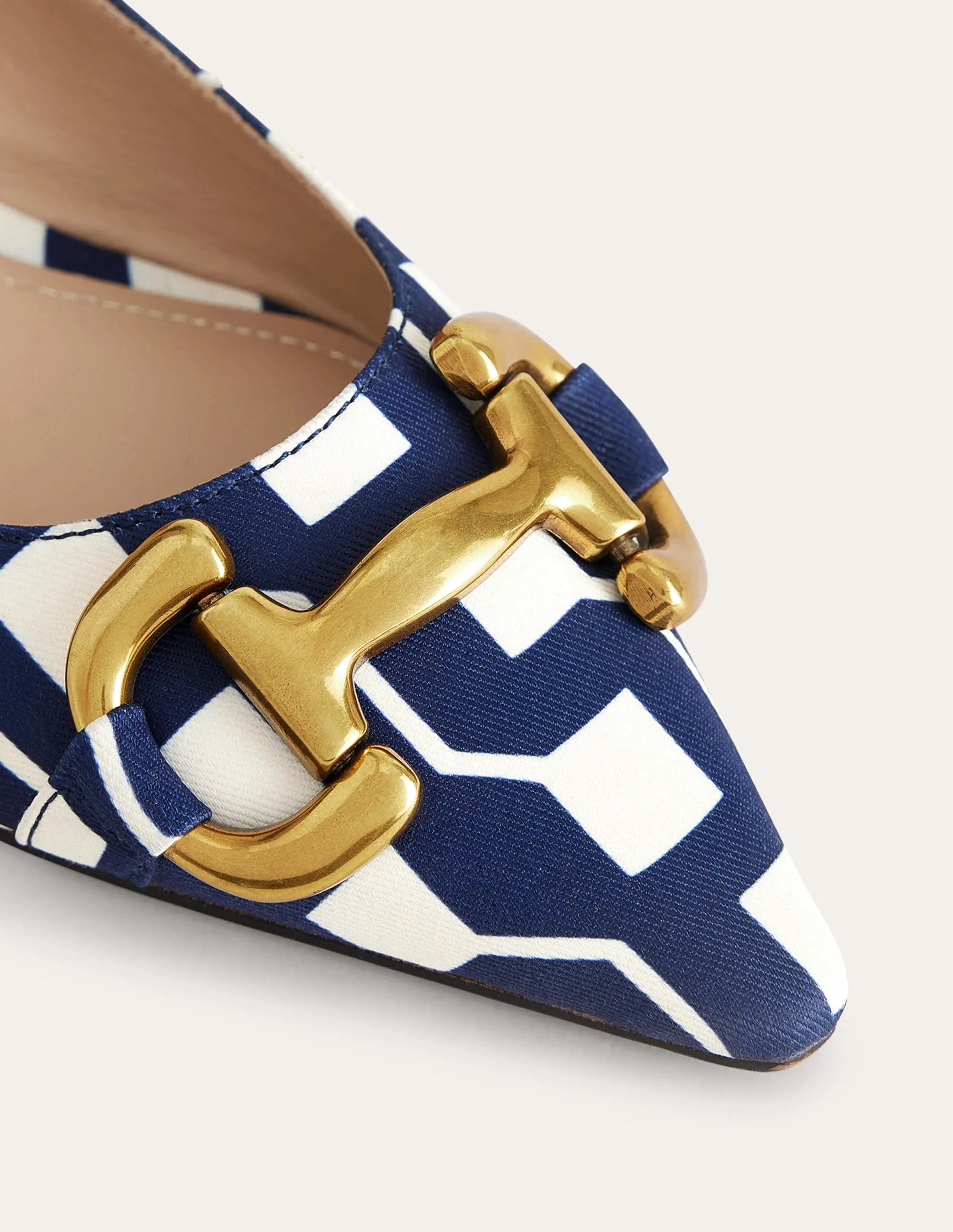 Snaffle Trim Ballet Flats-French Navy, Cube Geo