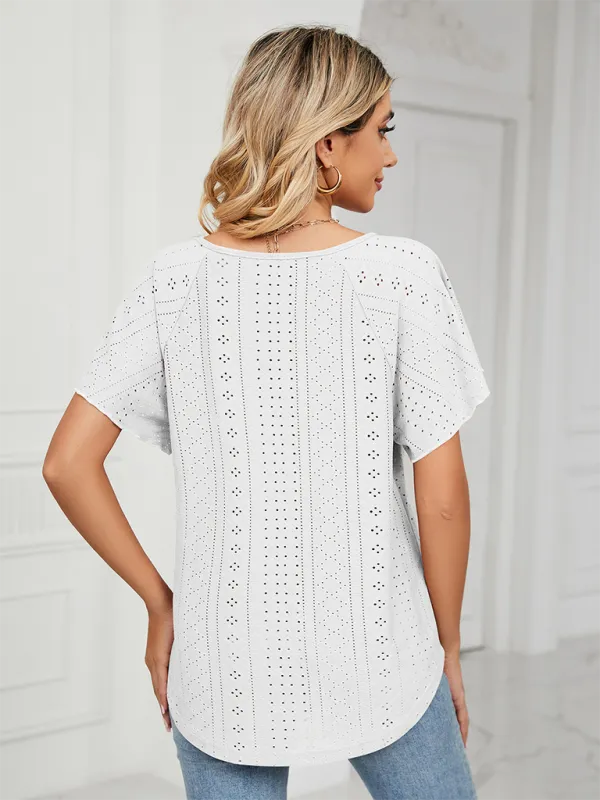 Stay Cool and Chic with Our Women's Flutter-Sleeve Blouse