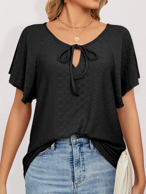 Stay Cool and Chic with Our Women's Flutter-Sleeve Blouse