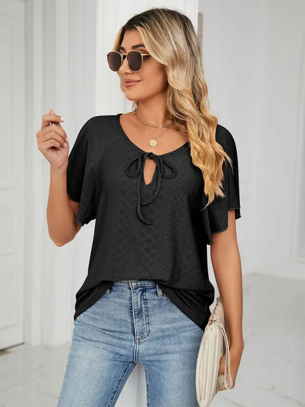 Stay Cool and Chic with Our Women's Flutter-Sleeve Blouse