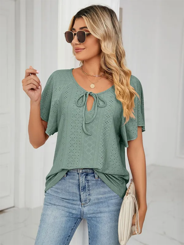 Stay Cool and Chic with Our Women's Flutter-Sleeve Blouse