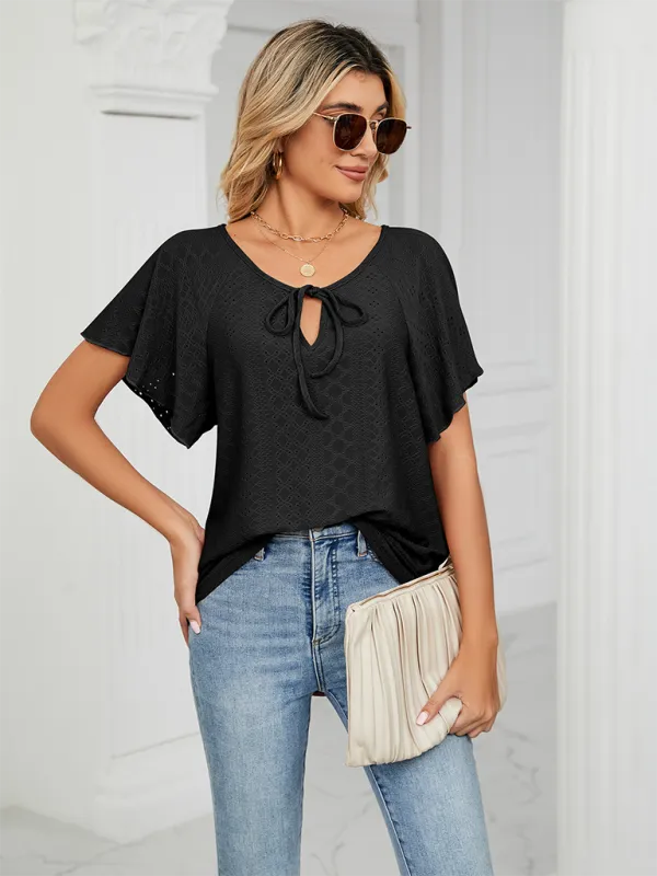 Stay Cool and Chic with Our Women's Flutter-Sleeve Blouse