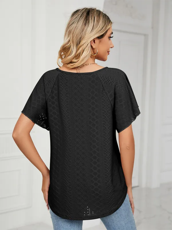 Stay Cool and Chic with Our Women's Flutter-Sleeve Blouse