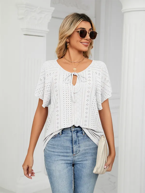 Stay Cool and Chic with Our Women's Flutter-Sleeve Blouse