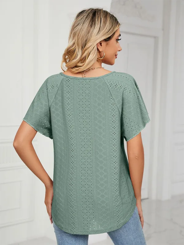 Stay Cool and Chic with Our Women's Flutter-Sleeve Blouse