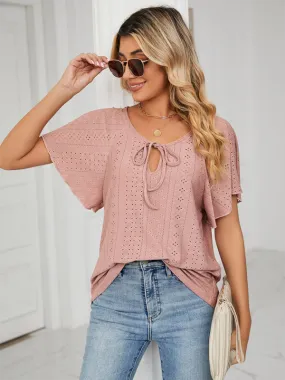 Stay Cool and Chic with Our Women's Flutter-Sleeve Blouse