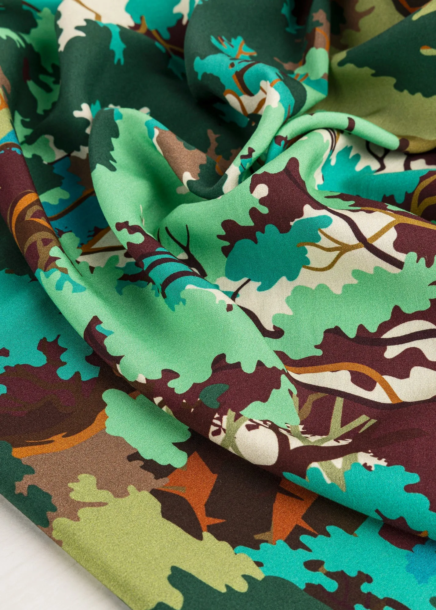 Summer Forest Viscose Print - Cool Tones