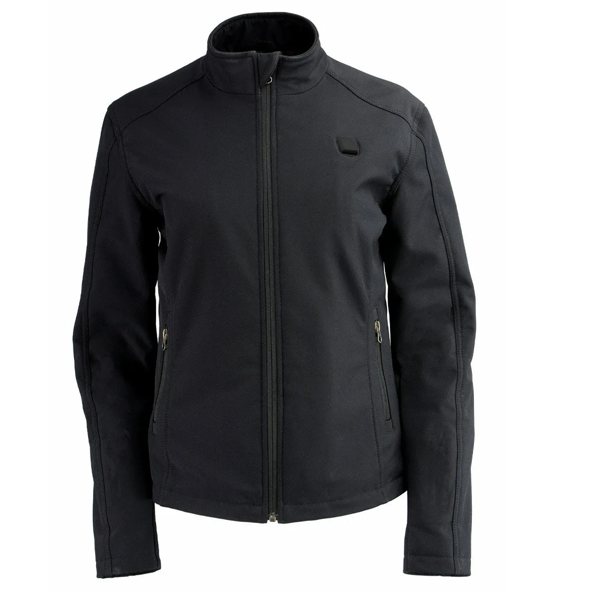 The Bikers Zone BZL1860 Women's Premium Black Heated Soft Shell Heated Jacket with 12V Battery