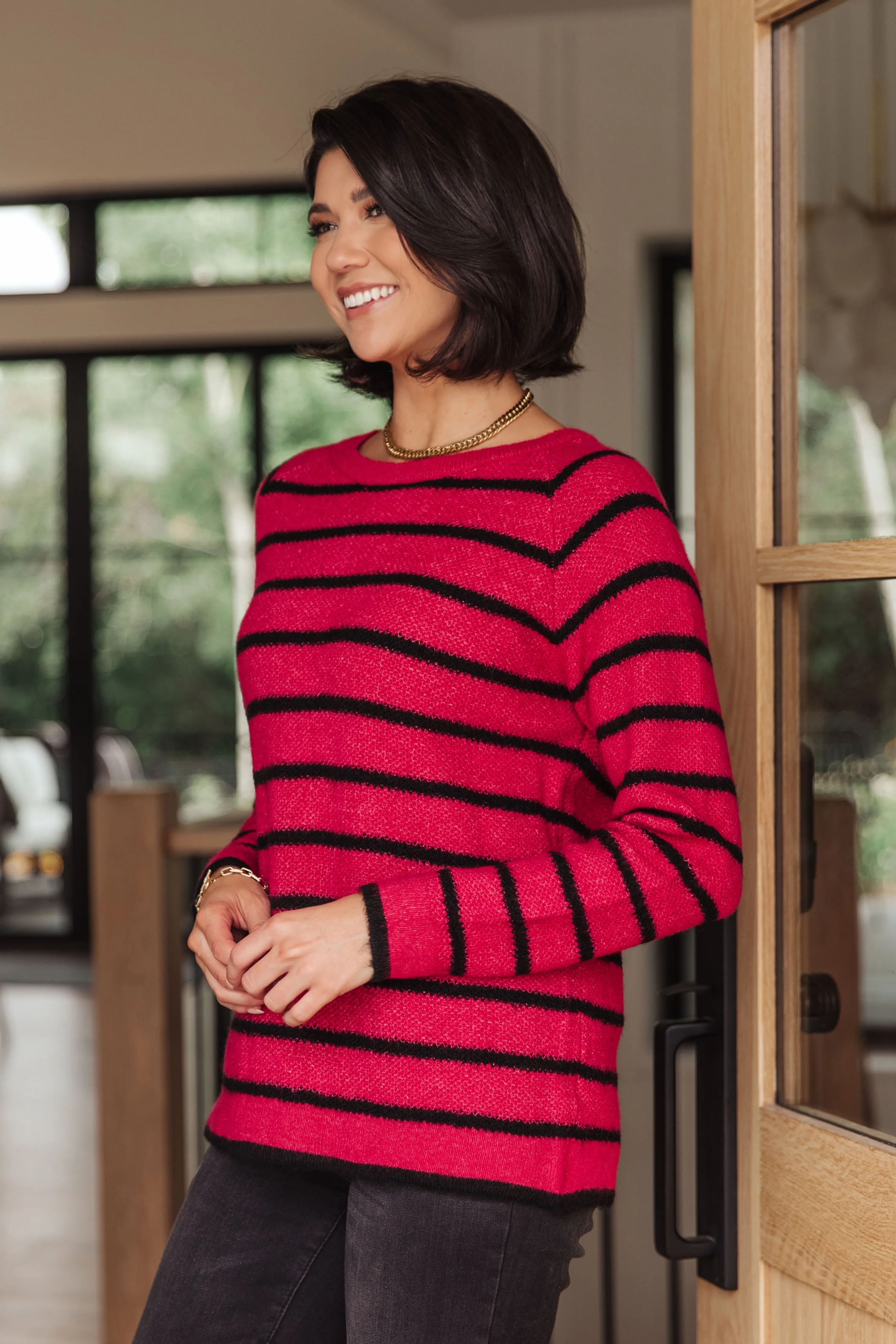 Timeless Red Striped Sweater