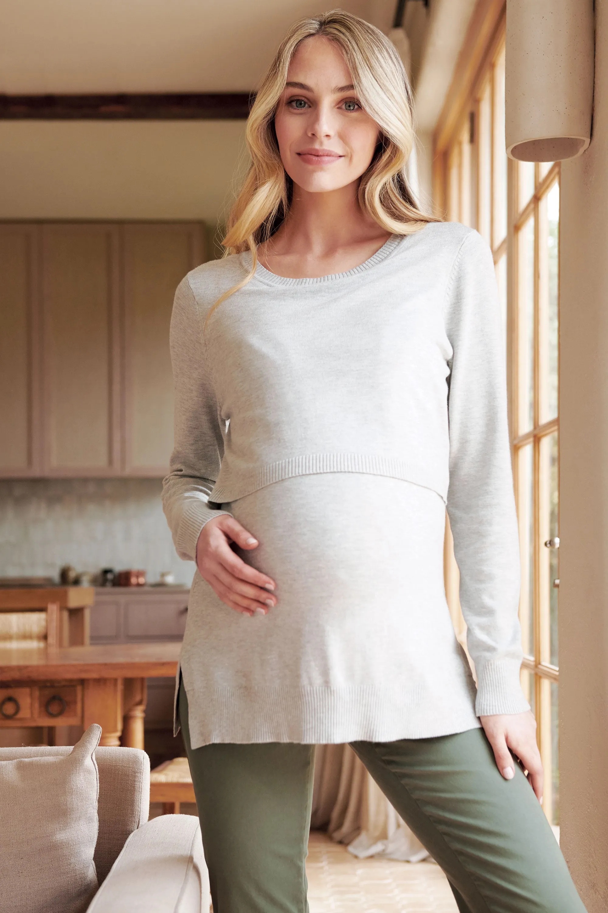 Toni Maternity & Nursing Knit Silver Marle Ripe