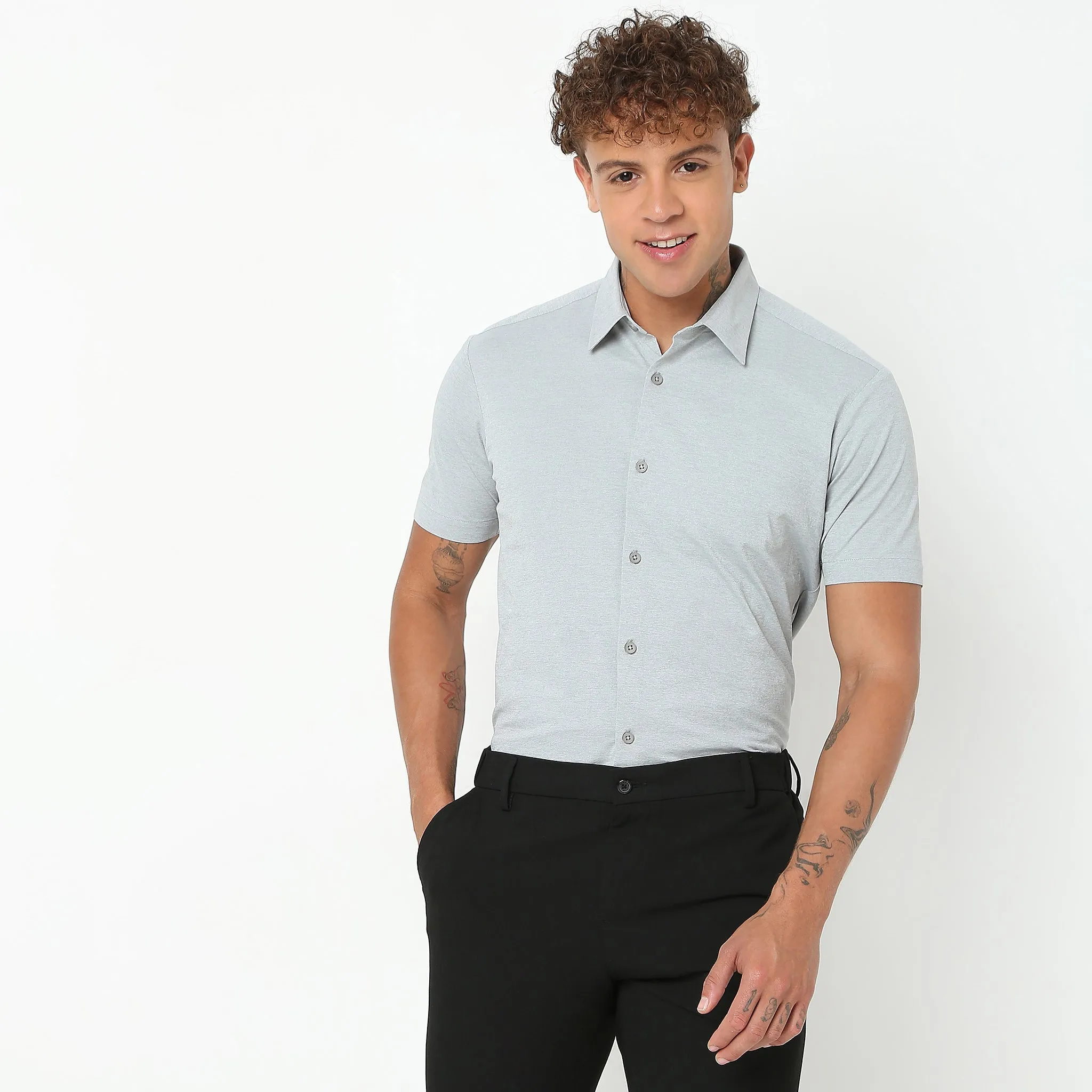 Travelator™ Shirt - 4-Way Ultra Stretch Slim Fit Wash & Wear - "Zero Top Stitch" - Half Sleeves