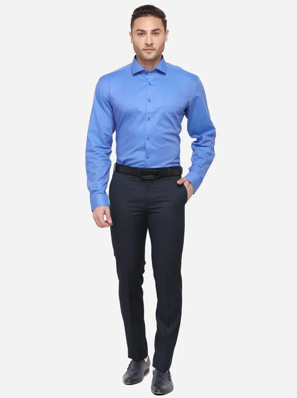 Turquoise Blue Solid Regular Fit Formal Shirt | JadeBlue