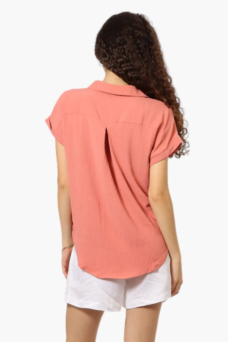 Urbanology Button Up Cap Sleeve Blouse - Pink