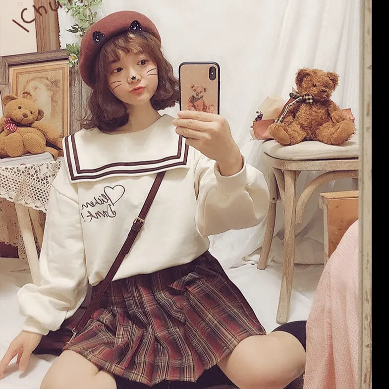 [Wine Brown] JK vintage plaid uniform skirt