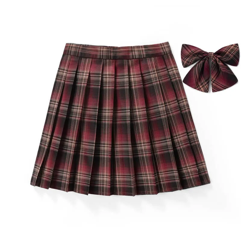 [Wine Brown] JK vintage plaid uniform skirt