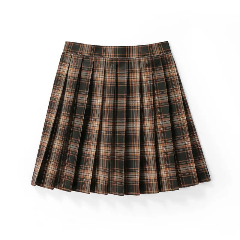 [Wine Brown] JK vintage plaid uniform skirt