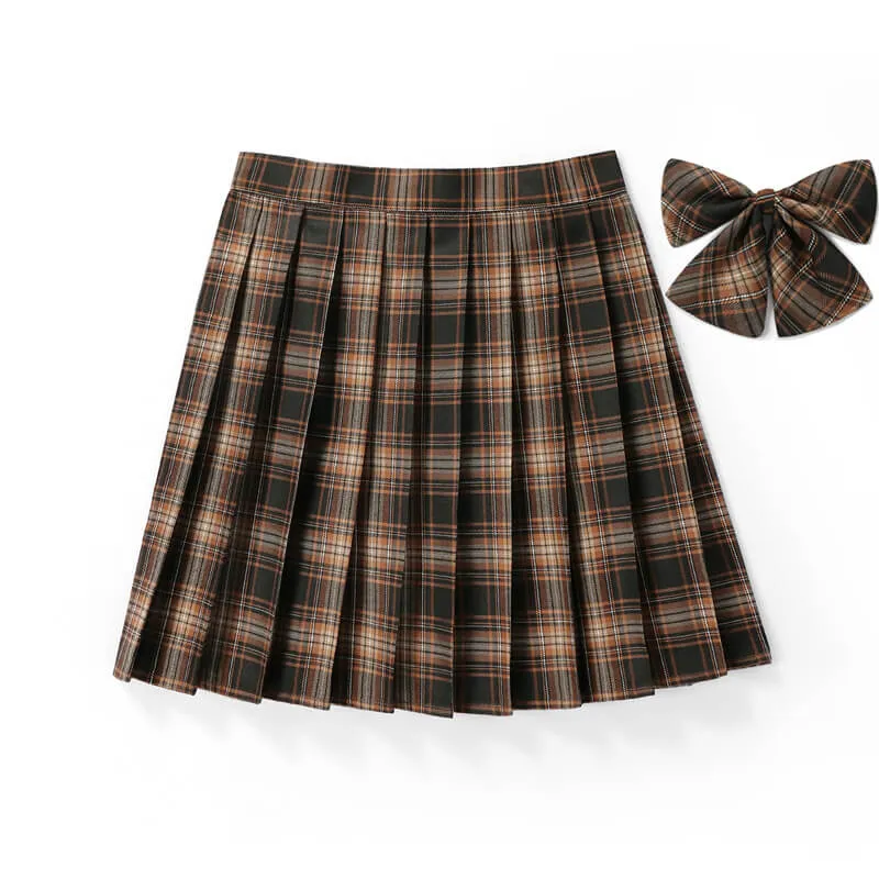 [Wine Brown] JK vintage plaid uniform skirt