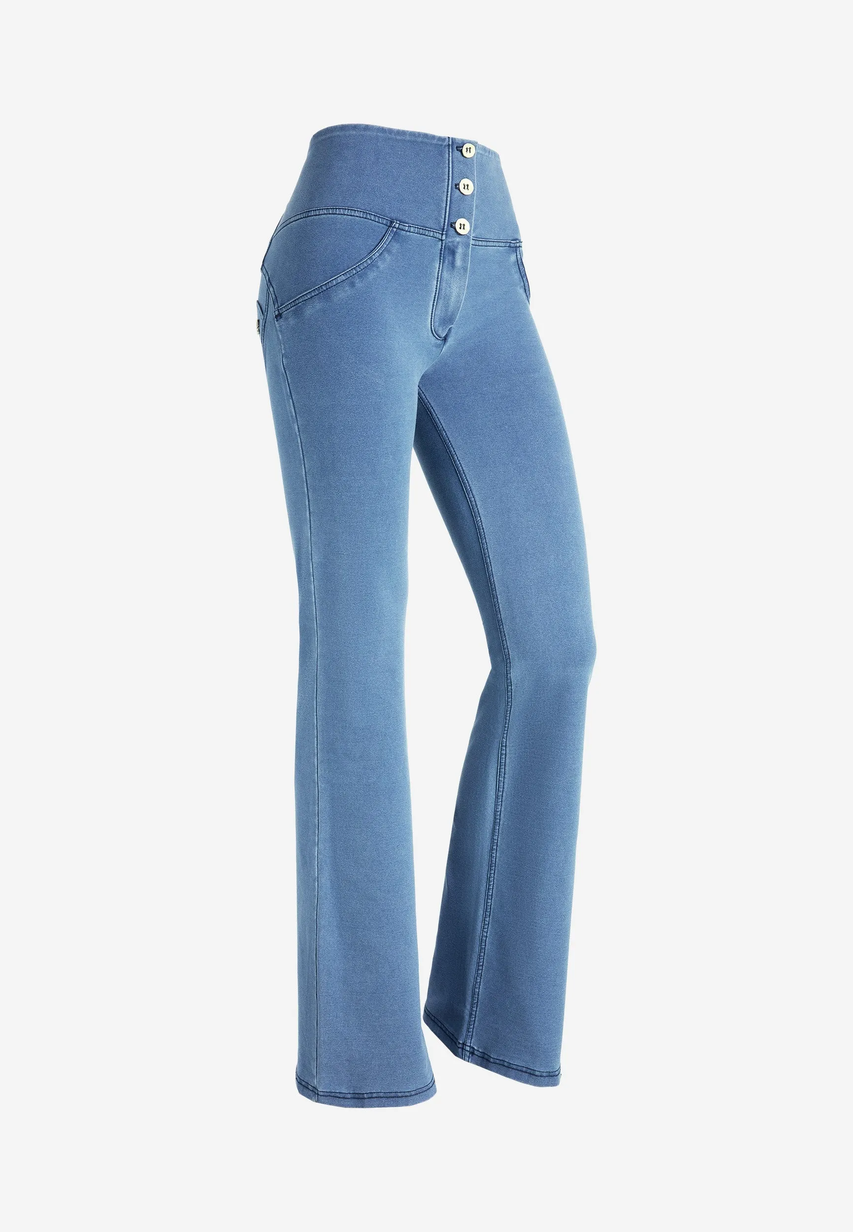 (WRUP11BHC002ORG-J4Y) Blauwe WR.UP® Flared Jeans met een Hoge Taille en Knoopsluiting